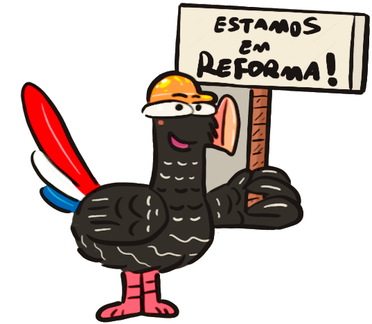 Mutum de capacete segurando uma placa: estamos em reforma